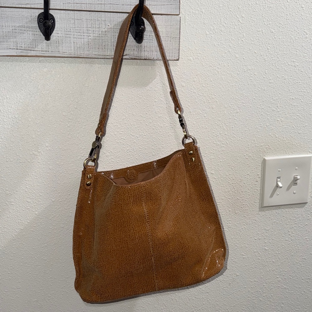 HOBO Cognac Textured Leather Shoulder Bag